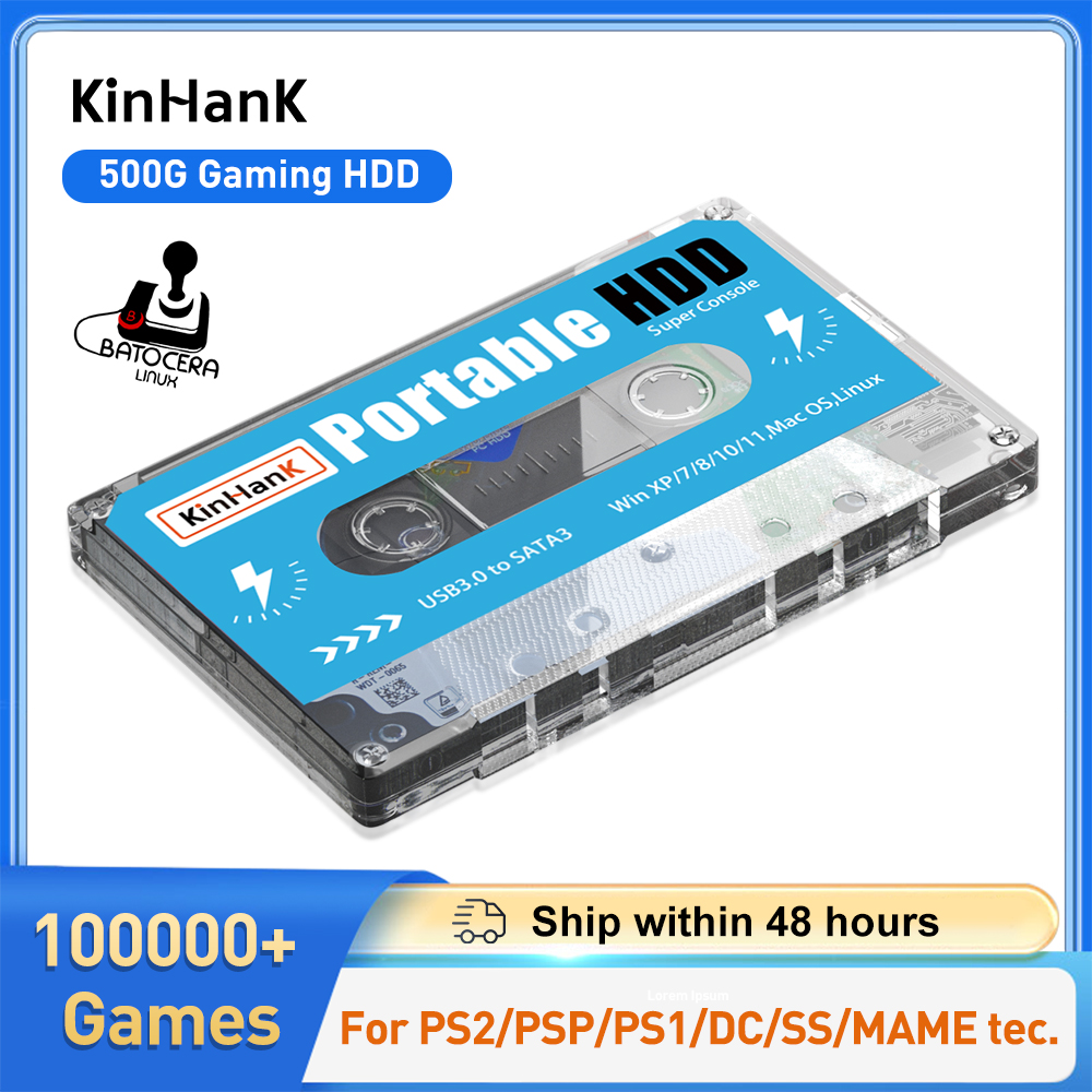 Retro Gaming Ps3 - KINHANK 500G Dysk Twardy Gamingowy Super