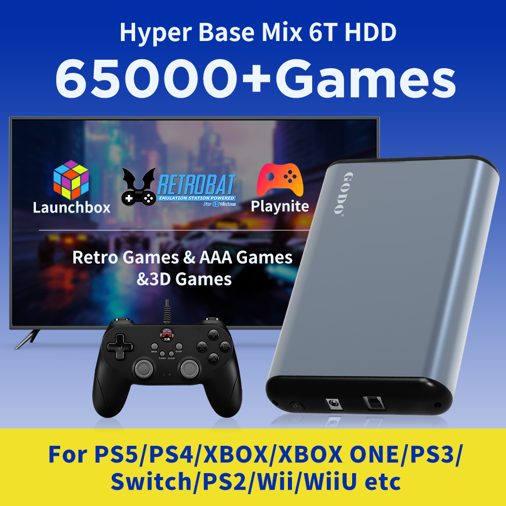 Retro Gaming Ps3 - JMachen 6TB Przenośny System HDD do