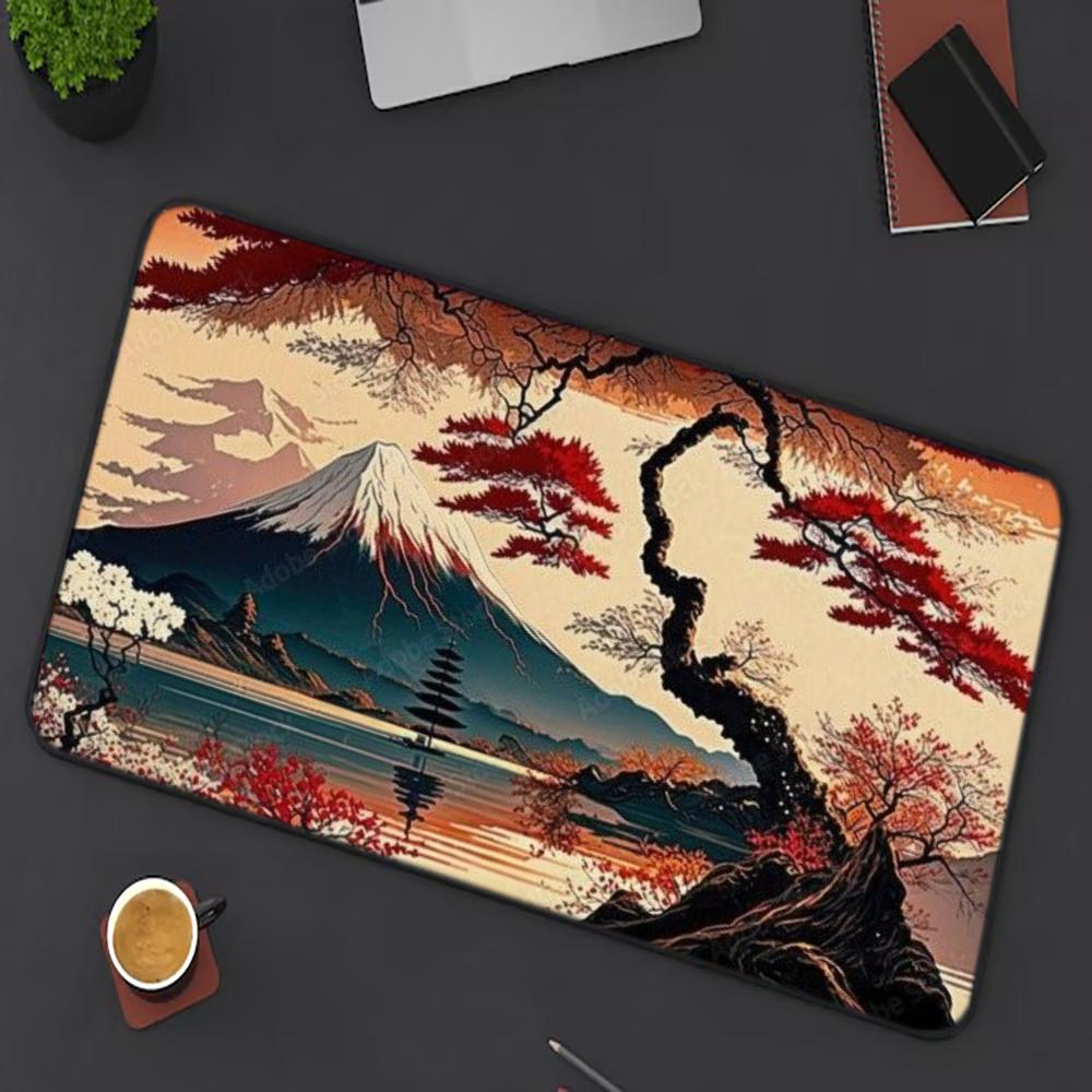 Retro Gaming Desk - Podkładka pod mysz Ukiyo-e Czerwony Klon