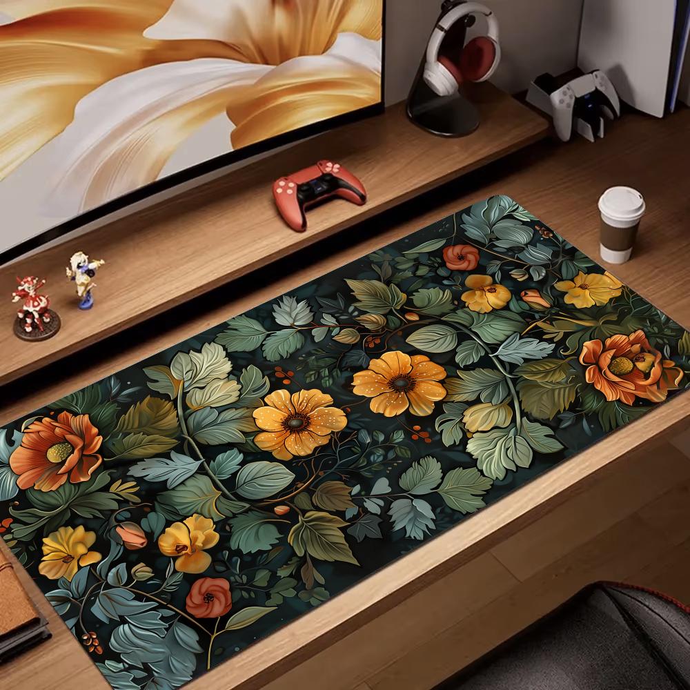 Retro Gaming Desk - Retro kwiatowa grafika Podkładka pod mysz