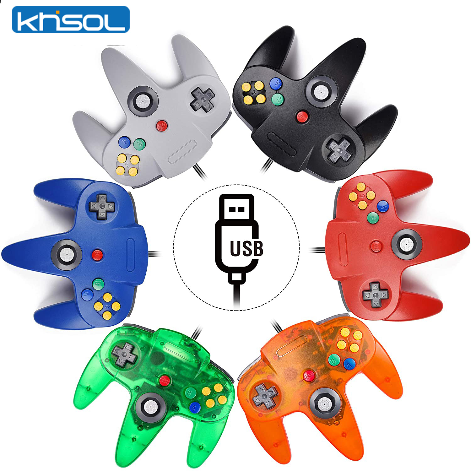 Retro Gaming Theme - Kontroler N64 Klasyczny przewodowy zdalny gamepad